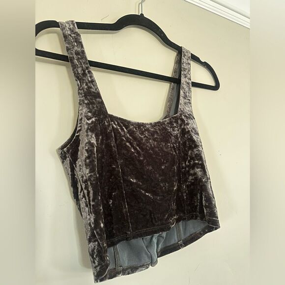 Velvet Lace-Up Tank Top - Gray - Picture 3 of 4